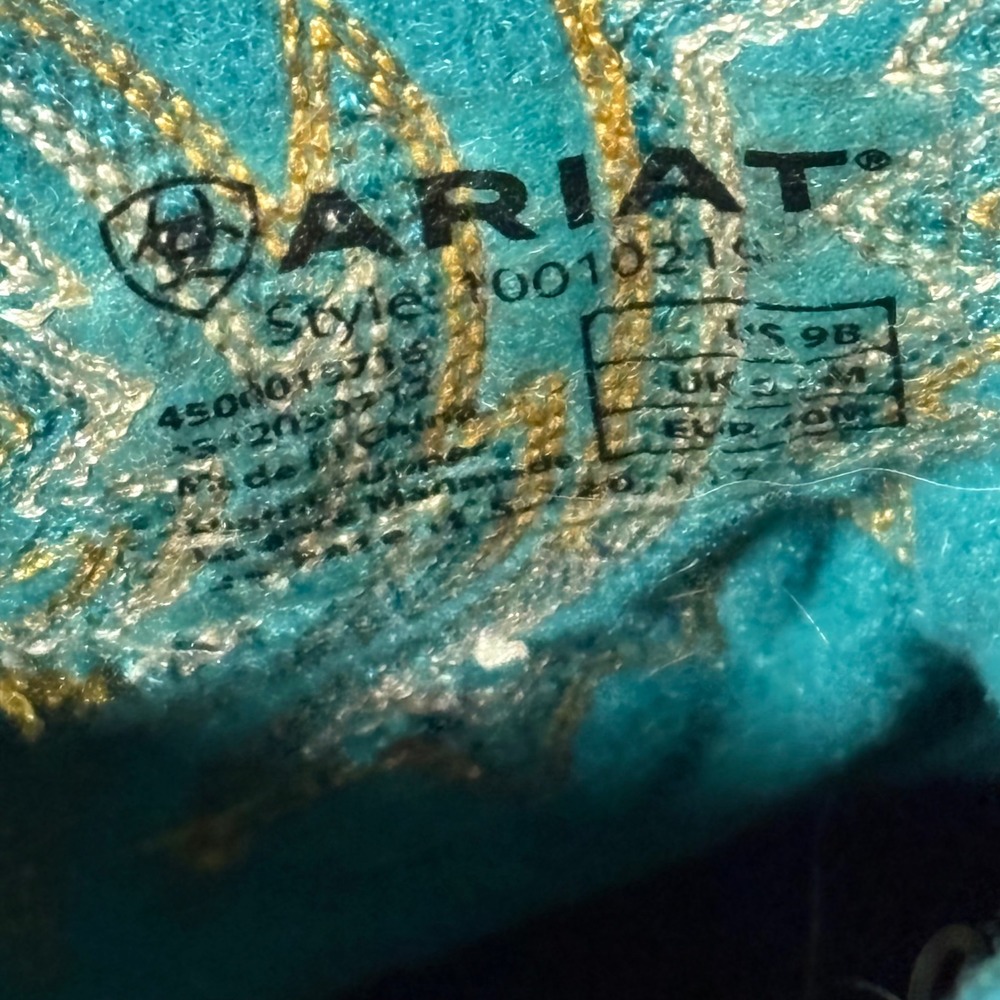 Ariat Fatbaby Brown Leather Western Cowboy Boots Turquoise Embroidery Women's 9B - Picture 10 of 14